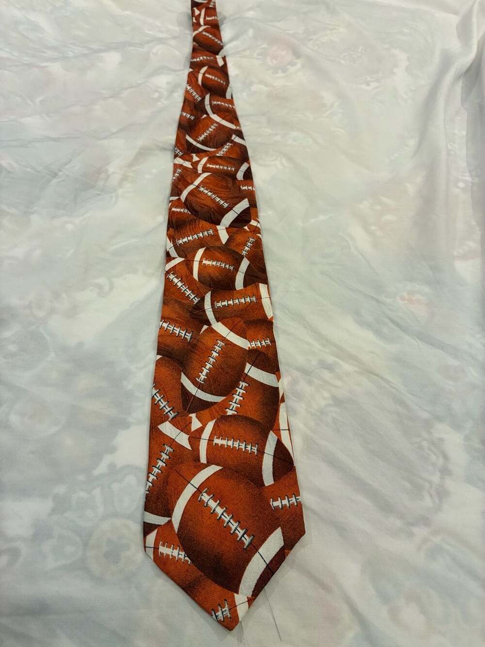 RM Sport Vintage 1995 Football Silk Necktie Just Balls Football Pattern tailgate